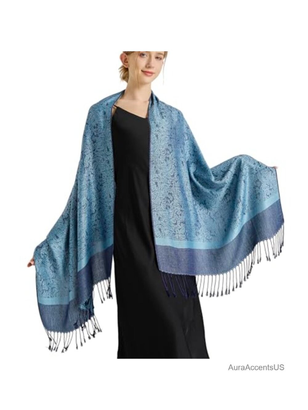 Silky Paisley Pashmina Shawl Wrap Women's Soft Double-sided Jacquard Evening